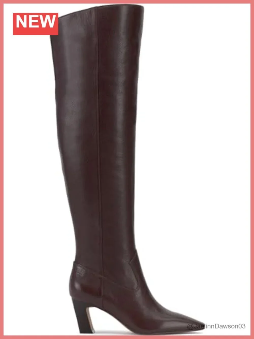 Vince Camuto Shalie2 Over-The-Knee Leather Boots Pointed Toe Stacked Heel Wide